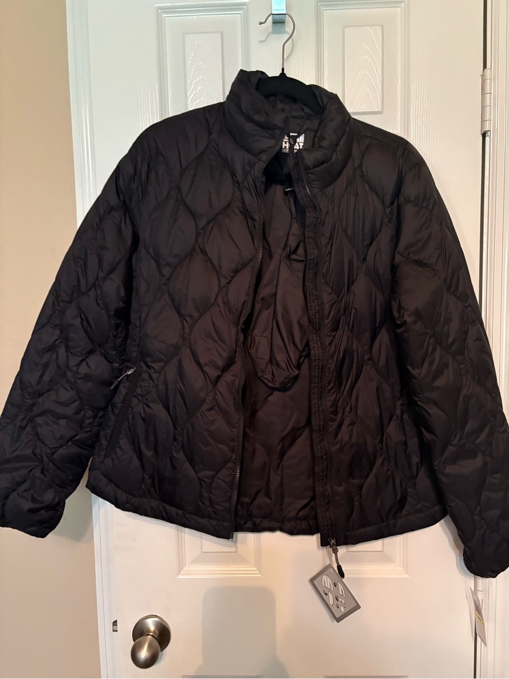 32 Degrees Black Quilted Diamond-Pattern Puffer Jacket